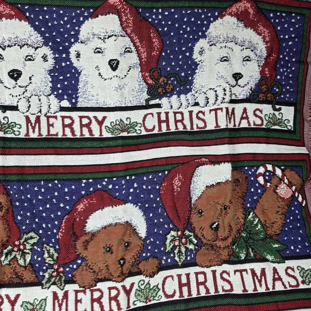 CHATHAM Panda Polar Bear Bears Santa Christmas Tapestry Throw Blanket CMI